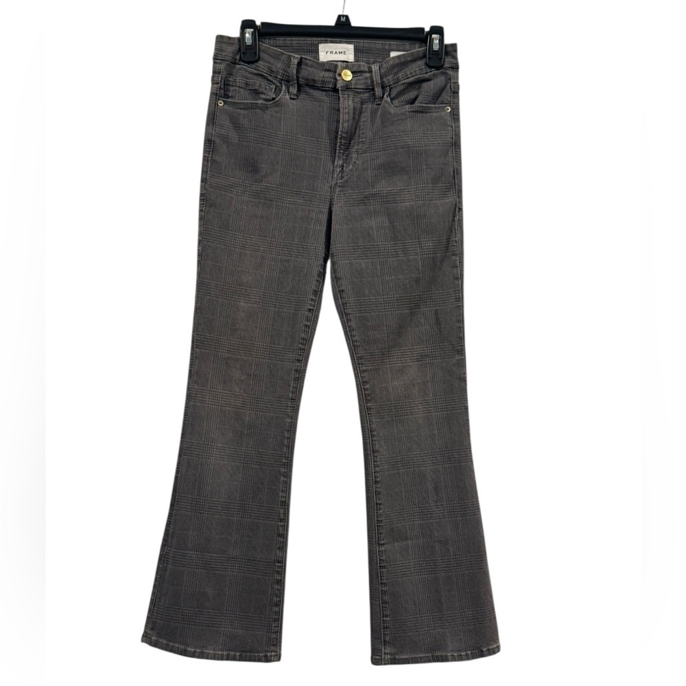 Women’s Frame Le Crop Mini Boot Gray Plaid Denim Jeans: 27